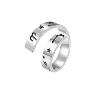 HUANGBONIG 2 anillos abiertos de acero de titanio con doce constelaciones para hombres y mujeres en Europa y América, Metal