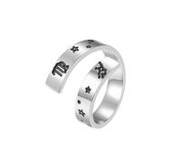 HUANGBONIG 2 anillos abiertos de acero de titanio con doce constelaciones para hombres y mujeres en Europa y América, Metal