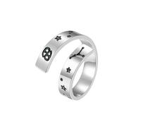 HUANGBONIG 2 anillos abiertos de acero de titanio con doce constelaciones para hombres y mujeres en Europa y América, Metal