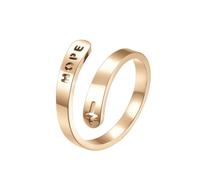 HUANGBONIG 2 anillos cruzados de acero de titanio con apertura de anillo ajustable, 6#, Metal