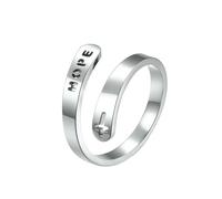 HUANGBONIG 2 anillos cruzados de acero de titanio con apertura de anillo ajustable, 6#, Metal