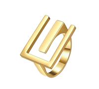 HUANGBONIG 2 anillos de acero inoxidable con apertura en forma de E de titanio para hombre europeo y americano, 7#, Metal