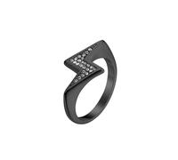 HUANGBONIG 2 anillos de acero inoxidable con forma de relámpago en Z, joyería exquisita para hombres y mujeres, 12#, Metal