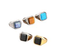 HUANGBONIG 2 anillos de ágata negra de acero inoxidable de estilo nórdico, simple y exquisito, American size 11, Metal