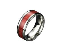 HUANGBONIG 2 anillos de cuero de madera con incrustaciones de acero de titanio para Europa y América, 11(th)