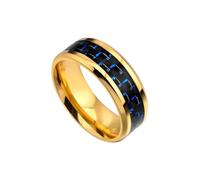 HUANGBONIG 2 anillos de pareja de fibra de carbono de Japón y Corea del Sur, acero titanio, azul, joyería simple y exquisita, 11(th)