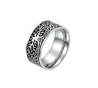 HUANGBONIG 2 anillos de titanio con árbol de la vida es una pulsera retro europea y americana, 9#, Metal