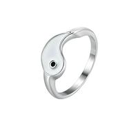 HUANGBONIG 2 anillos de titanio con peces de tai chi para hombres y mujeres amantes de la personalidad, 6#, Metal