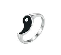 HUANGBONIG 2 anillos de titanio con peces de tai chi para hombres y mujeres amantes de la personalidad, 6#, Metal