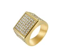 HUANGBONIG 2 anillos geométricos de acero de titanio con diamantes que se refieren a joyas dominantes para hombres., 9#, Metal