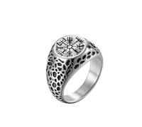 HUANGBONIG 2 anillos geométricos de brújula de titanio para hombre, 11#, Metal