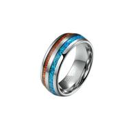HUANGBONIG 2 anillos geométricos de cuero en forma de arco de acero de tungsteno para hombre europeo y americano, 7#, Metal