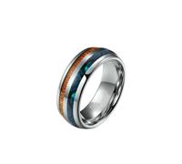 HUANGBONIG 2 anillos geométricos de cuero en forma de arco de acero de tungsteno para hombre europeo y americano, 12#, Metal