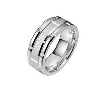 HUANGBONIG 2 anillos geométricos de temperamento de acero de titanio europeo y americano para hombre, No. 6, Metal