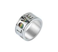HUANGBONIG 2 anillos giratorios de titanio con bandera de arco iris para hombre, joyería de gran personalidad, 9#, Metal
