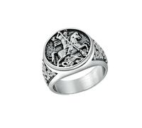 HUANGBONIG 2 anillos templarios de titanio para hombre europeo y americano con personalidad retro, 7#, Metal