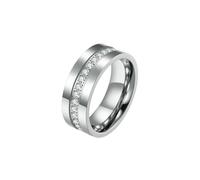 HUANGBONIG 2 piezas - Anillo de titanio con incrustaciones de espejo de circonita, se refiere a accesorios para hombres y mujeres., 10#, Metal