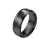 HUANGBONIG 2 piezas de acero de tungsteno con incrustaciones de anillos de seda negra, adornos geométricos para hombres y mujeres, 12#, Metal
