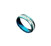HUANGBONIG Anillo de acero de titanio con incrustaciones de diamantes de una sola hilera, anillo de diamantes de temperamento popular, No. 6, Metal
