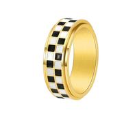 HUANGBONIG Anillo de acero de titanio simple de tablero de ajedrez blanco y negro giratorio de goma de goteo, anillo de ocio, No. 9