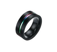 HUANGBONIG Anillo de acero inoxidable azul entre ranuras de titanio para hombre, US code no.10, Metal