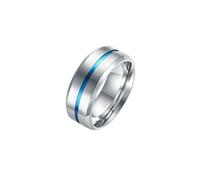 HUANGBONIG Anillo de acero inoxidable azul entre ranuras de titanio para hombre, US code no.12, Metal