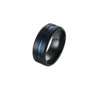 HUANGBONIG Anillo de acero inoxidable azul entre ranuras de titanio para hombre, US code no.7, Metal