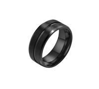 HUANGBONIG Anillo de acero inoxidable azul entre ranuras de titanio para hombre, US code no.7, Metal