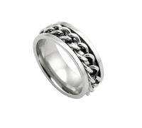 HUANGBONIG Anillo de cadena giratorio de acero inoxidable para hombre, 12(th)