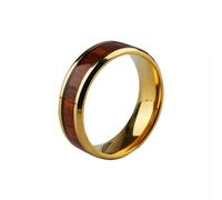 HUANGBONIG Anillo de cuero con incrustaciones de madera para hombre, anillo de madera con personalidad creativa, 10(th)