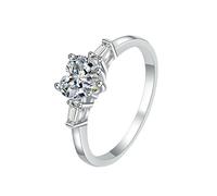 HUANGBONIG Anillo de plata pura con corona de diamantes de Mosan, joyería exquisita coreana para mujer, 12(th), Metal
