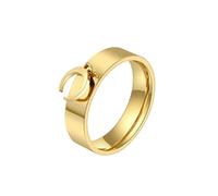 HUANGBONIG Anillo de titanio con diseño de luna y mariposa, joyería exquisita para hombres y mujeres en Europa y América, 9#, Metal