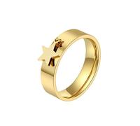 HUANGBONIG Anillo de titanio con diseño de luna y mariposa, joyería exquisita para hombres y mujeres en Europa y América, 9#, Metal