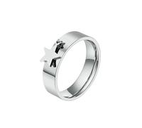 HUANGBONIG Anillo de titanio con diseño de luna y mariposa, joyería exquisita para hombres y mujeres en Europa y América, 7#, Metal
