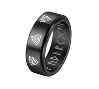 HUANGBONIG Anillo de titanio negro giratorio con símbolo digital, 12(th)