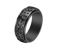 HUANGBONIG Anillo giratorio retro nórdico de titanio simple de cinco puntas, 10(th)