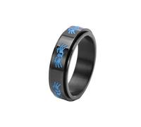 HUANGBONIG Anillo luminoso de acero inoxidable giratorio con cara de gato, simple y encantador, para mujer, 10(th)