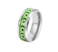HUANGBONIG Anillo luminoso de estrella y luna con personalidad, anillo neutro de goma de titanio, No. 7