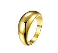 HUANGBONIG Anillo retro de acero de titanio con forma de gota de agua, anillo de personalidad simple, oro, 8º