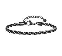 HUANGBONIG Cadena trenzada negra entre acero inoxidable y accesorios europeos para hombre -BR-2405BS