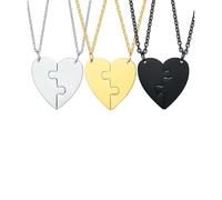 HUANGBONIG Colgante de amistad entre padres e hijos para cuatro personas, de acero de titanio, en forma de corazón, Metal
