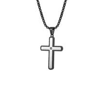 HUANGBONIG Colgante de cruz de circonita de acero inoxidable entre joyas negras eléctricas europeas y americanas., Metal