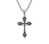 HUANGBONIG Colgante de cruz de piedra con incrustaciones de acero de titanio, viento neutro, personalidad simple y versátil, Metal