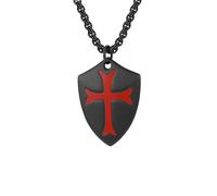 HUANGBONIG Collar de acero de titanio con escudo de fuerza expedicionaria para hombre, joyería mate, Metal