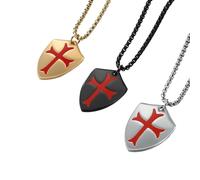 HUANGBONIG Collar de acero de titanio con escudo de fuerza expedicionaria para hombre, joyería mate, Metal