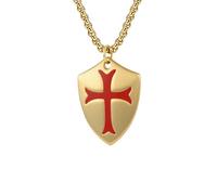 HUANGBONIG Collar de acero de titanio con escudo de fuerza expedicionaria para hombre, joyería mate, Metal