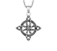 HUANGBONIG Collar de acero de titanio con nudo de ciclo eterno, Metal