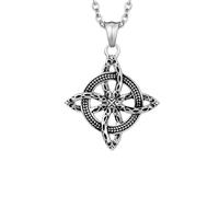 HUANGBONIG Collar de acero de titanio con nudo de ciclo eterno, Metal