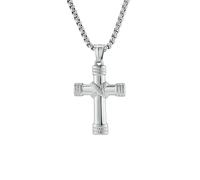 HUANGBONIG Collar de acero inoxidable con nudo de cruz para hombre, joyería que no destiñe, Metal