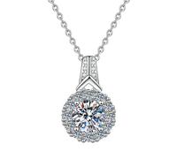 HUANGBONIG Collar de plata de ley con corona de piedra de Mosan, joyería personalizada para mujer europea y americana, Metal